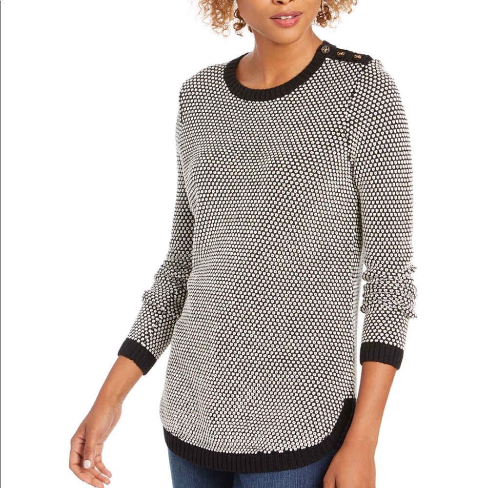 Textured Contrast trim sweater